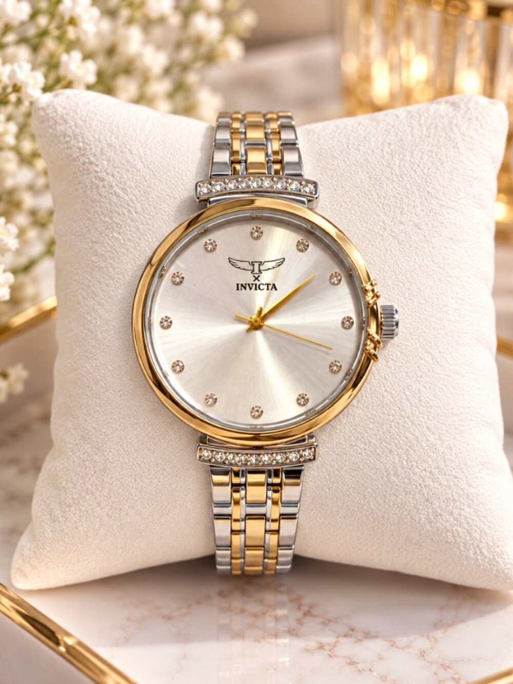 Invicta Angel Women's Watch 34mm Two-Tone Silver Gold Crystal Dial 69954